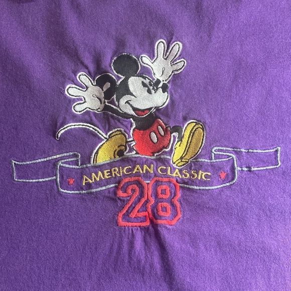 Vintage 1990s Mickey Mouse Disney Embroidered Purple American Classic Medium - Picture 3 of 12